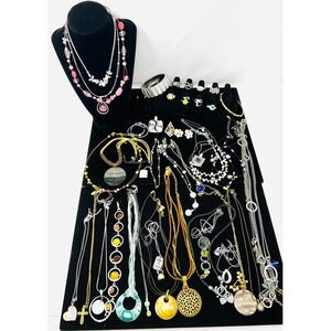 Lia Sophia Silver & Gold Tone Necklace, Bracelet & Earring Lot Of 35